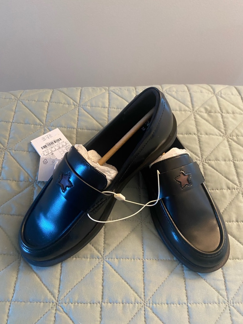 Zara Black Kids Dress Loafers with Star Cutout